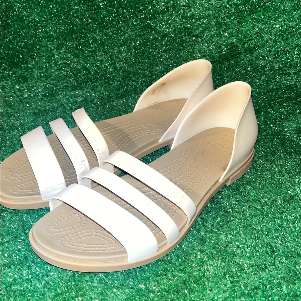 Crocs Iconic Comfort Strappy sandals Creme Tan Size 9 - Picture 3 of 10